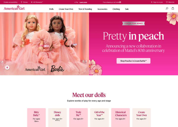 americangirl.com Shopify storefront homepage