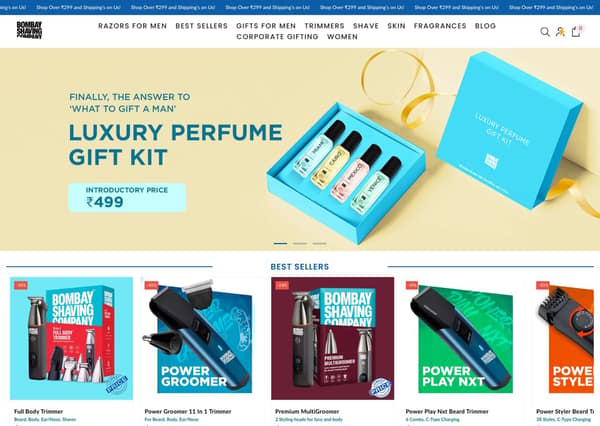 Bombay Shaving Company Shopify storefront homepage