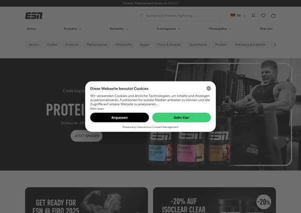 ESN Shopify storefront homepage