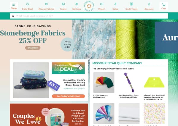 Missouri Star Quilt Company Shopify storefront homepage