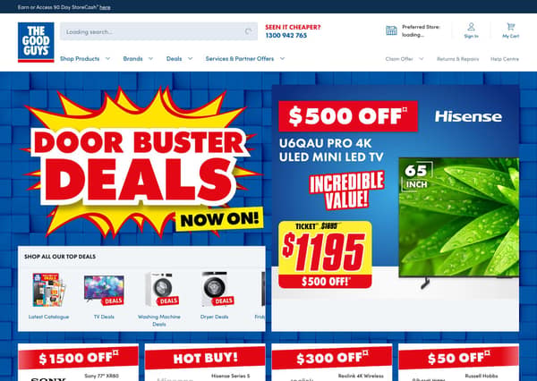 The Good Guys Discount Warehouses Shopify storefront homepage