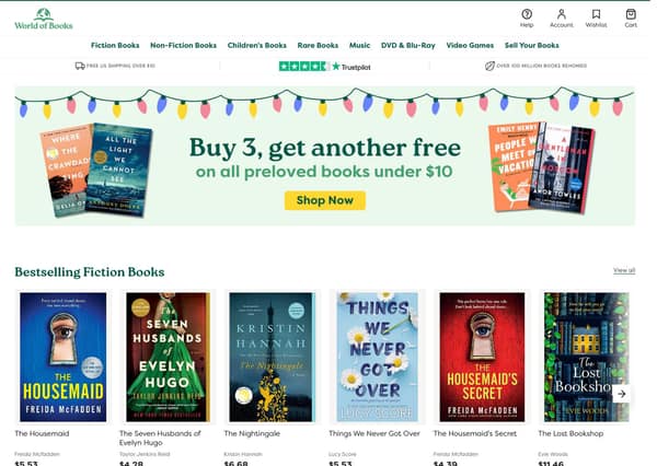 World of Books Shopify storefront homepage