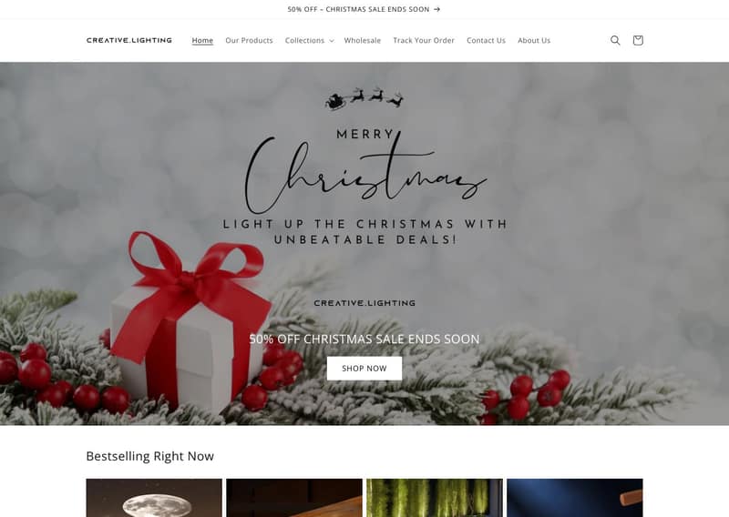 Creative.Lighting Shopify store homepage — home & decor store in Sweden