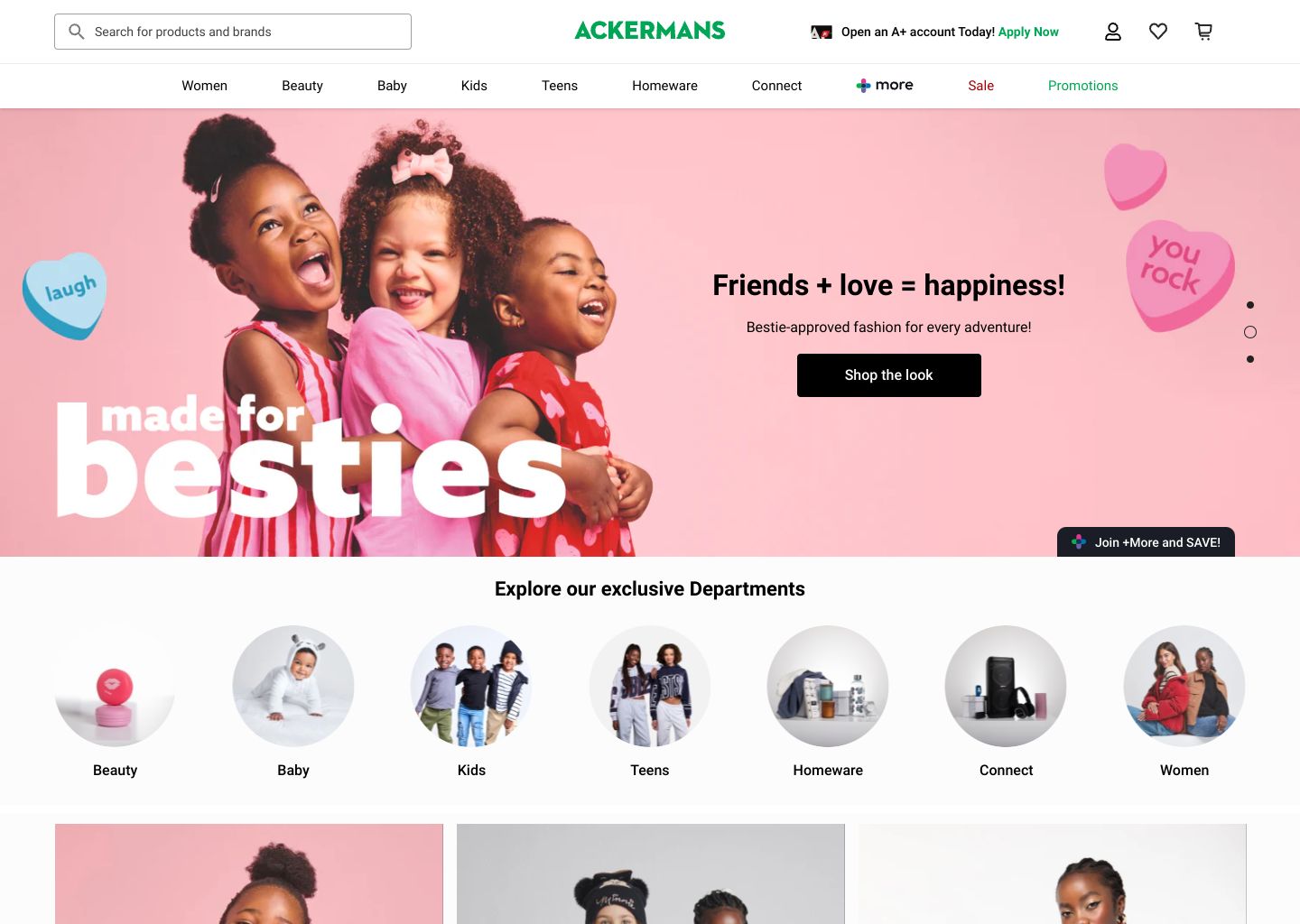 Ackermans Shopify store homepage — clothing store in South Africa