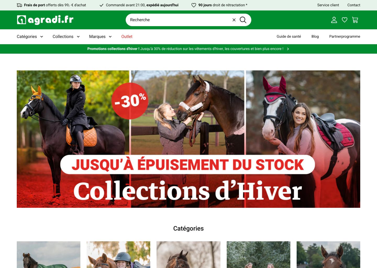 Agradi.fr Shopify store homepage — clothing store in Netherlands