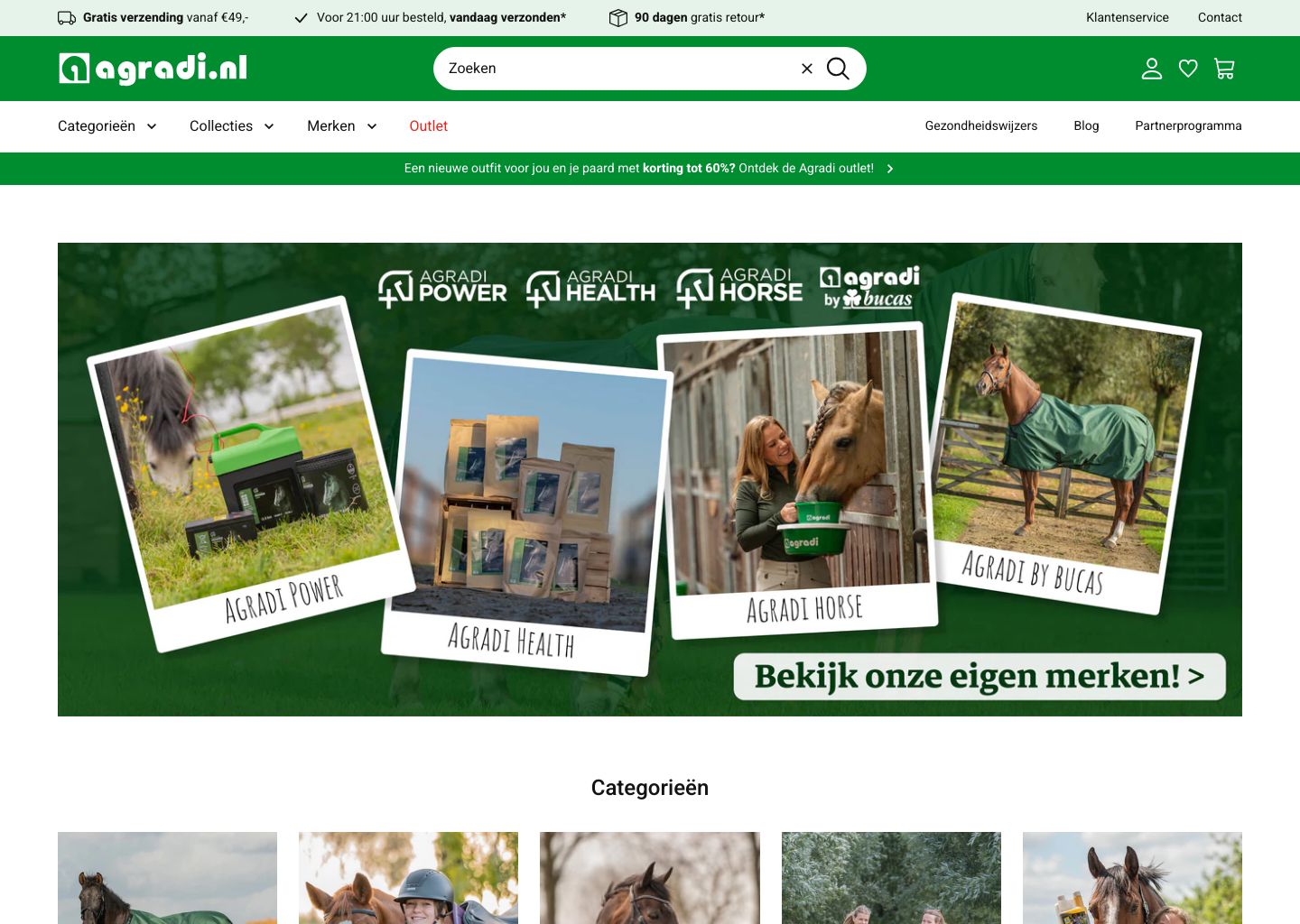Agradi.nl Shopify store homepage — clothing store in Netherlands
