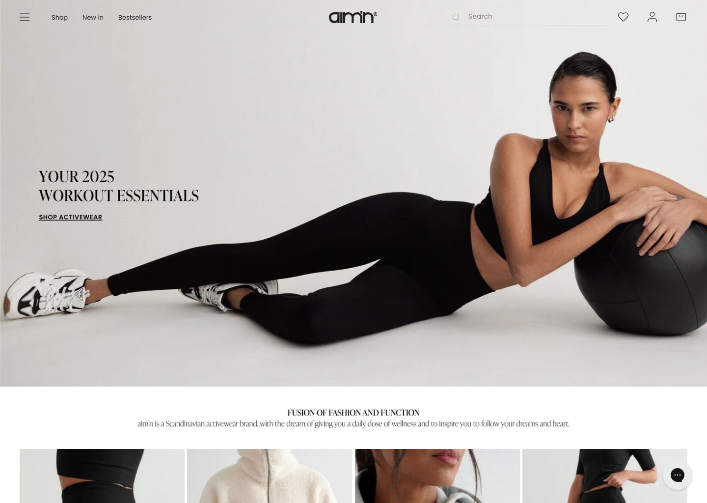AIM'N EU Shopify store homepage — clothing store in Sweden