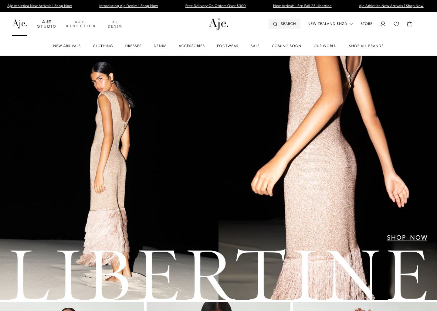 Aje NZ Shopify store homepage — clothing store in New Zealand