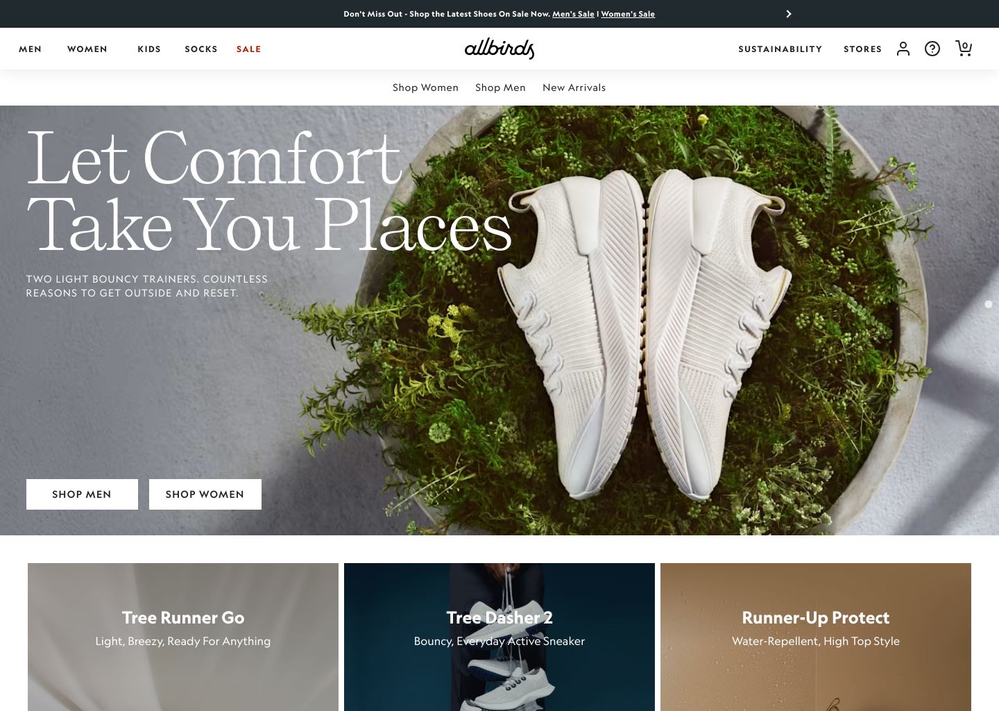 Allbirds EU Shopify store homepage — clothing store in Netherlands