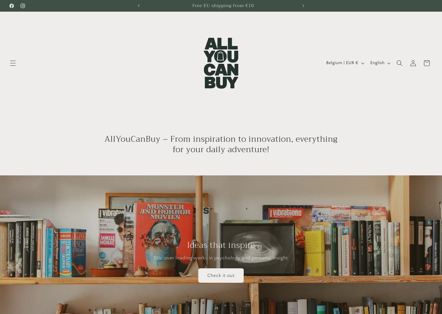 AllYouCanBuy Shopify store homepage — beauty store in Belgium