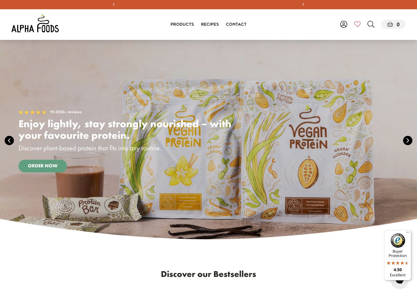 Alpha Foods Global Shopify store homepage — food & drink store in Belgium