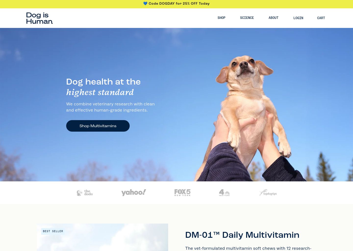 Dog Is Human Shopify storefront homepage