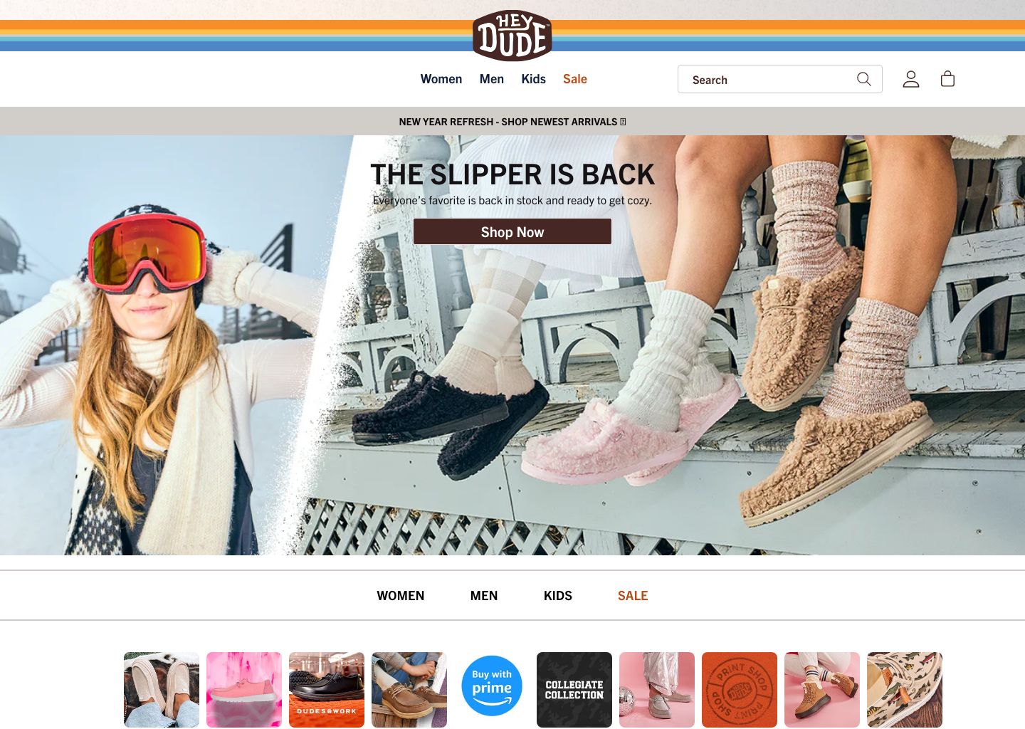 HEYDUDE shoes Shopify storefront homepage
