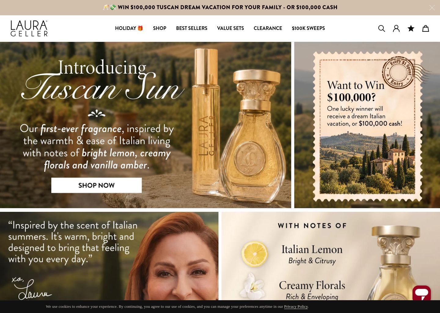 Laura Geller Beauty Shopify storefront homepage