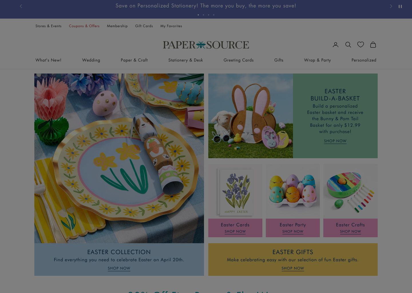 Paper Source Shopify storefront homepage