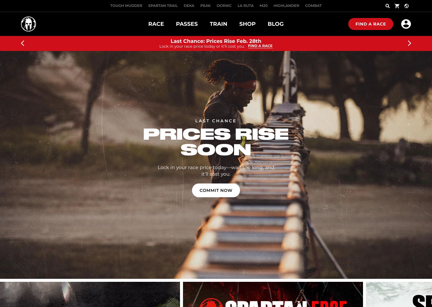 Spartan Race Shopify storefront homepage