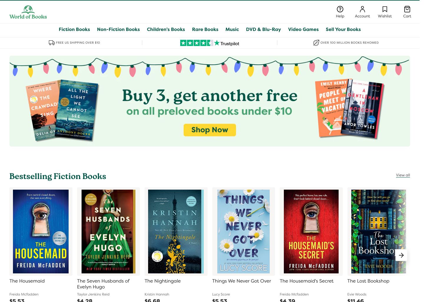 World of Books Shopify storefront homepage